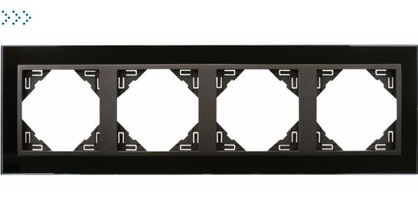 Четырехместная рамка, черное стекло/серый (90940 TES)